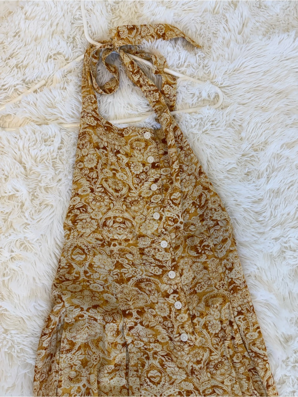 Free People Mustard Paisley Halter Dress